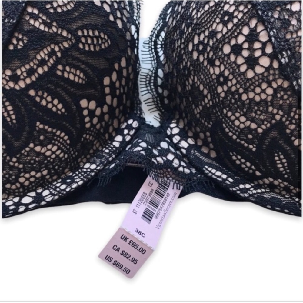 NEW! Victoria’s Secret black push-up bra with lace top attached - Picture 3 of 16
